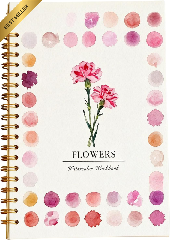 Water Paint Book Floral Watercolor Workbook - Pre-Painted Flower Illustrations f