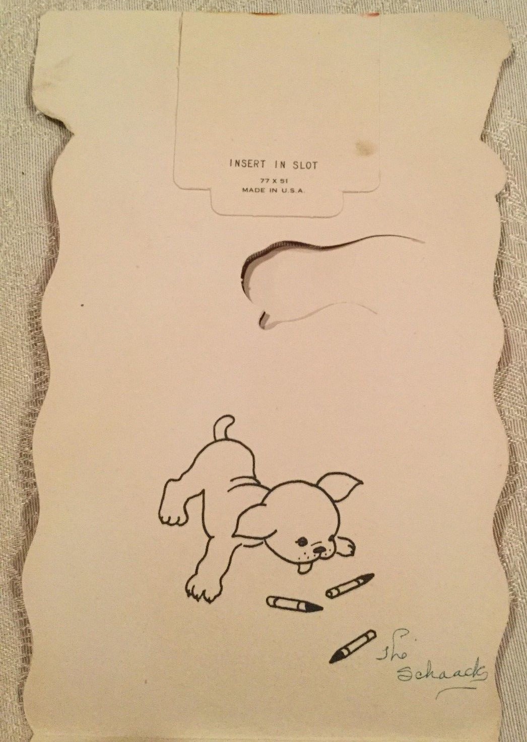 Mid-Century 1952 Birthday Card Child drawing with crayons - inscribed to Dickie