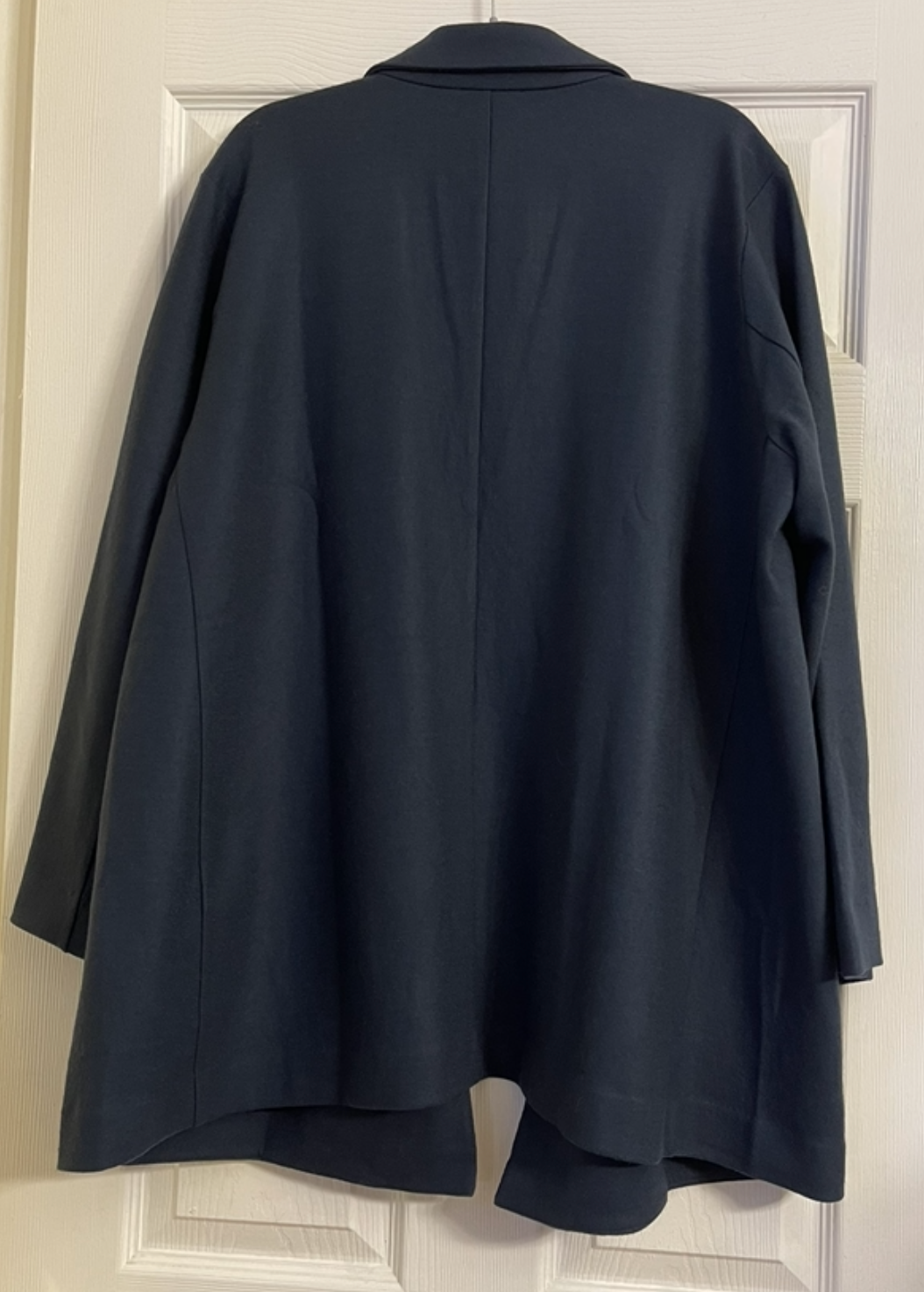 Pre-owned Eileen Fisher $358  Deep Adriatic Wool Long Blazer Xl In Blue