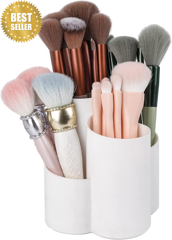 Plastic Makeup Brush Holder for Desk, round Cosmetics Brushes Organizer: a Versa