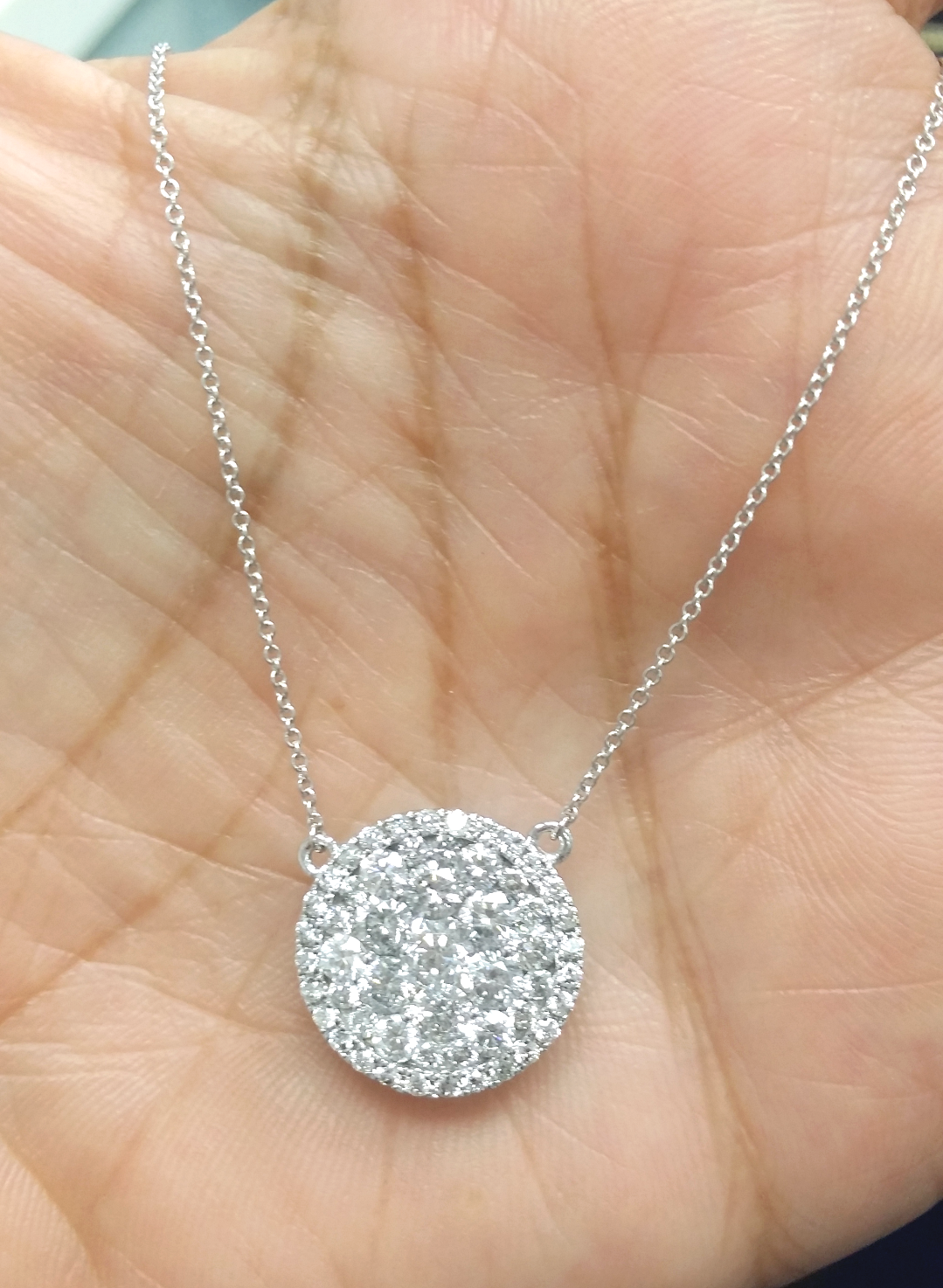 Pre-owned Handmade Deal 1.10ct Genuine Round Cluster Diamond Pendant Charm Necklace 14k Gold 16" In H