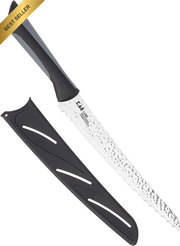 PRO Luna Bread Knife 9”, Wide Serrations Are Gentle on Bread, Comfortable Handle
