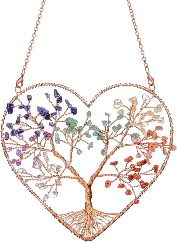 7 Chakra Crystal Tree of Life Heart Suncatcher Window Car Hanging Ornament Decor