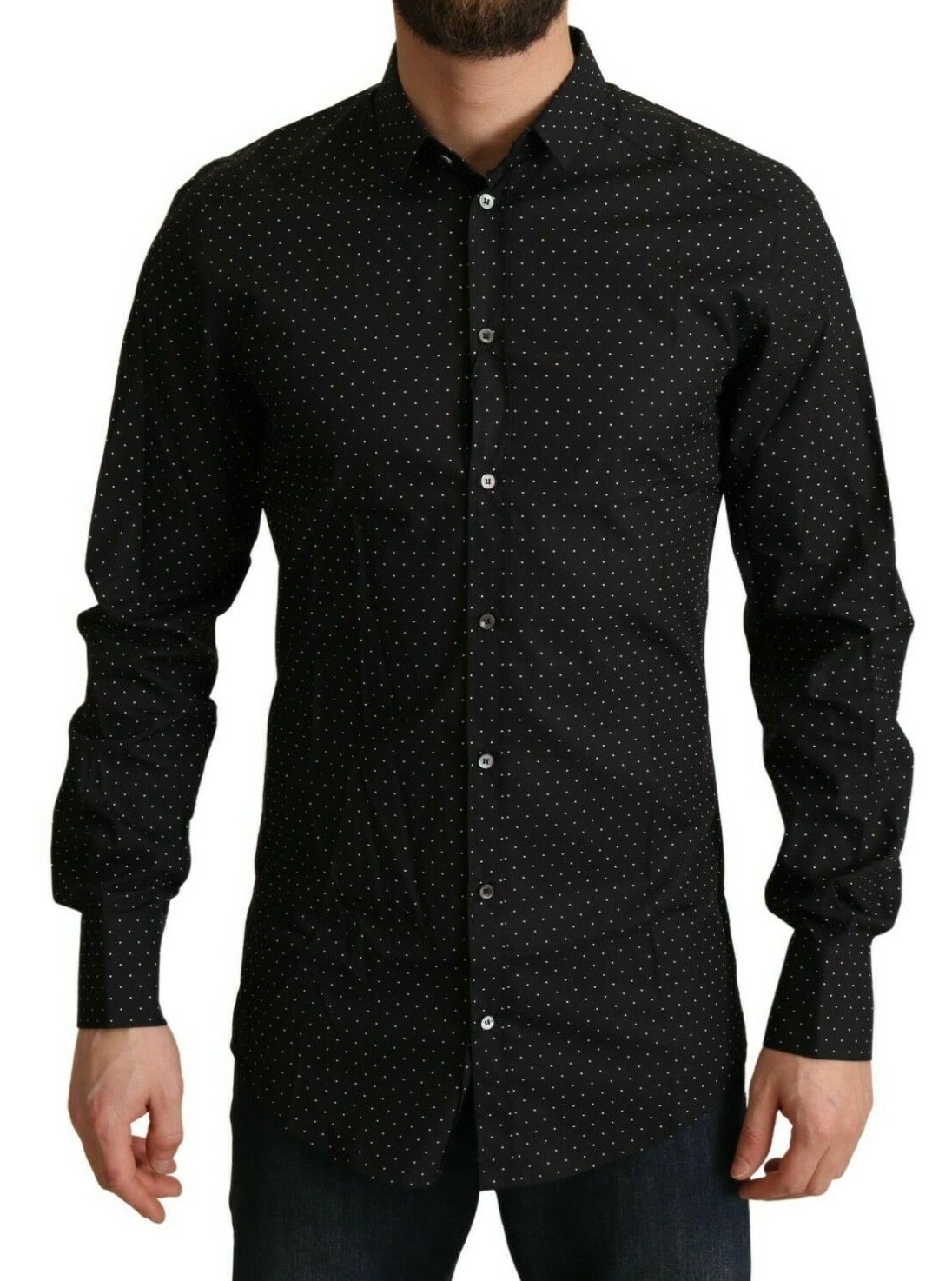 

DOLCE -amp; GABBANA Рубашка GOLD Черный Хлопок Slim Fit Мужские 38/US15/XS Рекомендуемая цена 500 долларов США