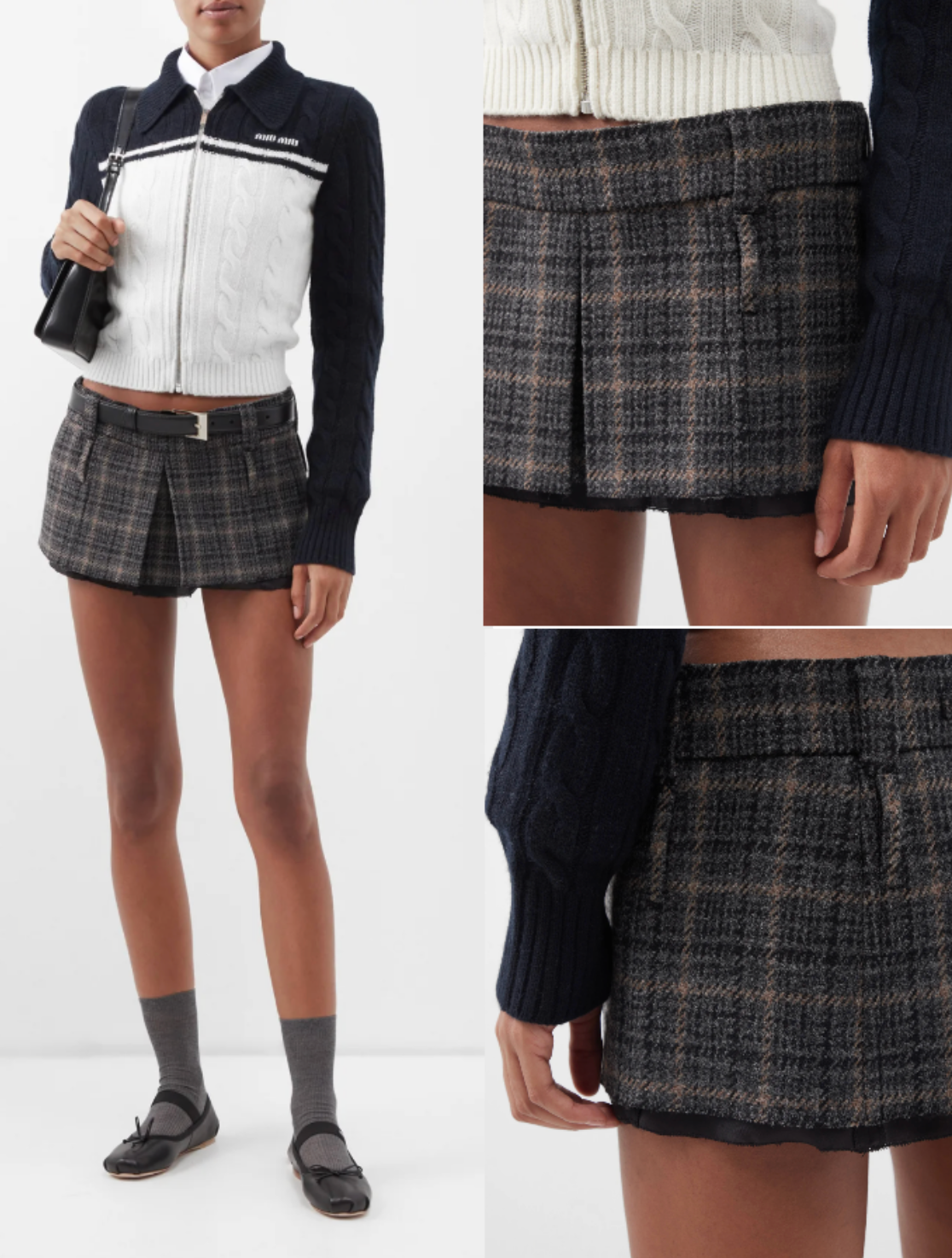 Pre-owned Miu Miu Mini Skirt Check Runway Tennis Skirt Tennis Short Skirt It44 In Multicoloured