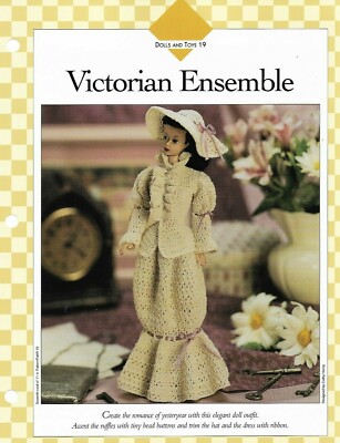 NEW VICTORIAN ENSEMBLE DRESS FASHION DOLL VANNA'S CROCHET PATTERN INSTRUCTIONS