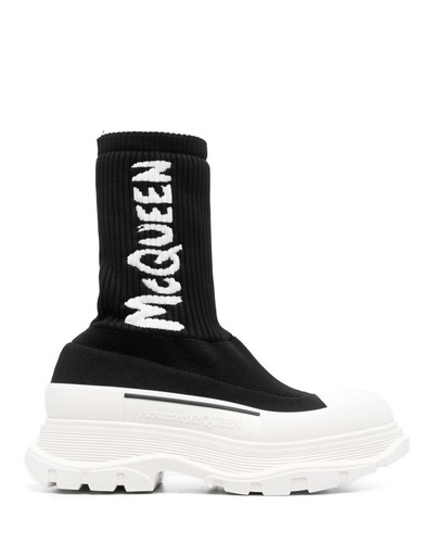 【送料&関税込】Alexander McQueen Sock With Logo Alexander McQueen Logo Sock Platform Sneaker Black & White