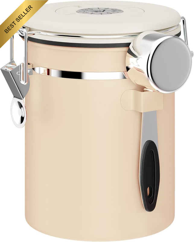 Coffee Bean Canister, Storage Container for Coffee, Tea, Sugar, Spice - 1.8L Cap