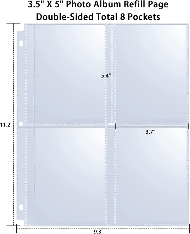 30 Pack 3.5X5" Photo Album Refill Pages for 3 Ring Binder,Ultra-Clear Photo Slee