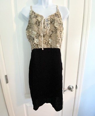 New Venus Black Velvet Sequin Detail Cocktail Dress 8