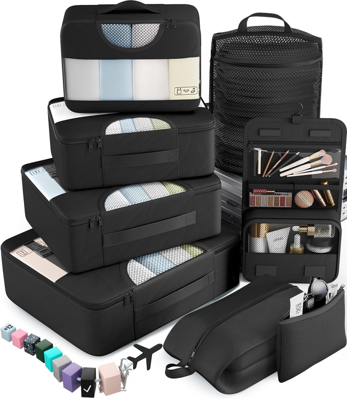 10 Set/8 Set Packing Cubes for Travel Essentials, Suitcase Org...