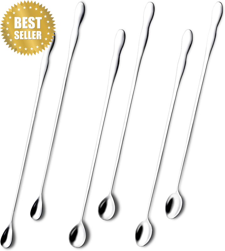 Iced Tea Spoons Long Handle: 6 Pcs Stainless Steel Coffee Ice Cream Teaspoons 12