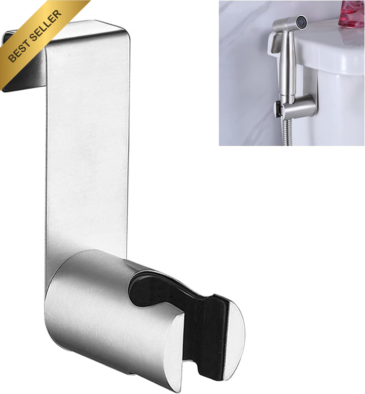 Stainless Steel Bidet Sprayer Holder – Dual Mounting Options for Handheld Shower