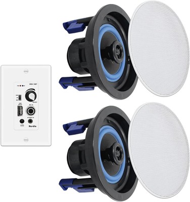 Herdio 4 Inch Bluetooth Ceiling Speakers (Pairs) 160W Flush Mount in White 