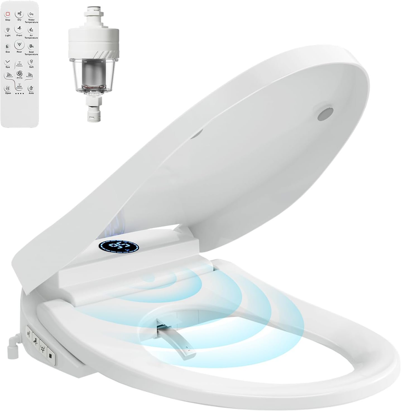 Smart Bidet Toilet Seat with Heated Elongated Seat & Auto Open/Close Lid