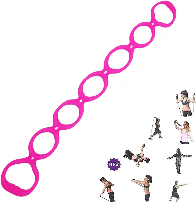 7 Ring Stretch Resistance Exercise Band, Miracle Miles Band, Yoga Stretching, Arm, Shoulders Foot, Leg Fitness Home Gym Physical Therapy Band