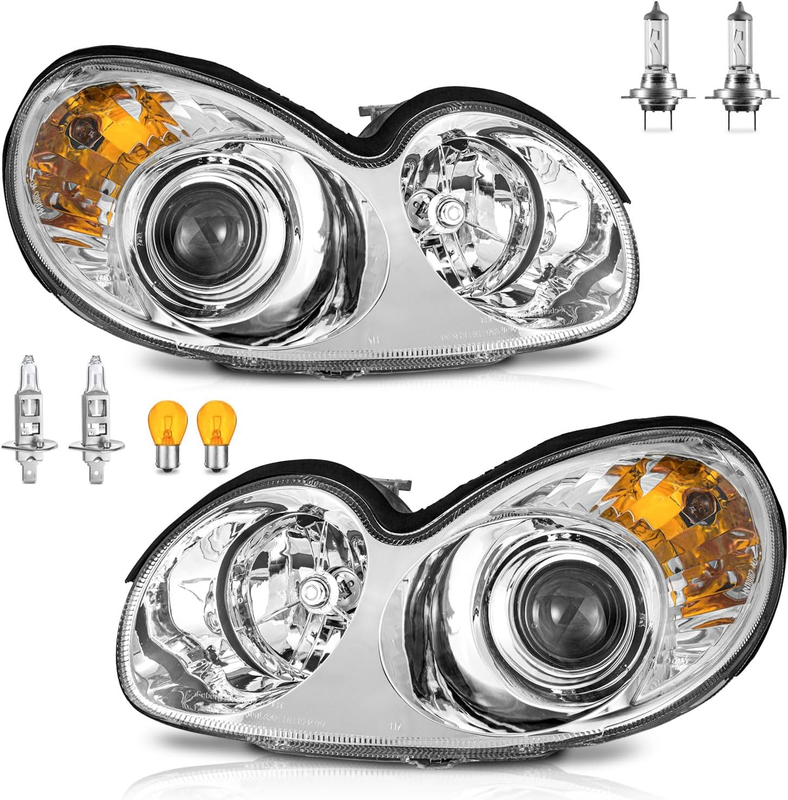 Chrome Housing Clear Reflector w/Bulbs Headlights for 2002-2005 Hyundai Sonata