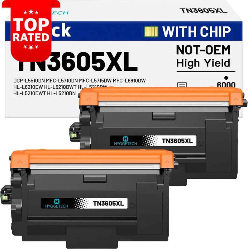 Compatible TN3605XL Toner Cartridges for Brother HL-L6210DW MFC-L6810DW 2-Pack