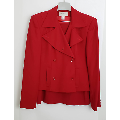 Vintage Evan-Picone Womens Skirt Jacket Suit 2 PC Red 100% Woo...