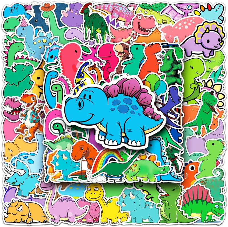 100Pcs Cartoon Dinosaur Stickers Waterproof Vinyl Decals for Kids