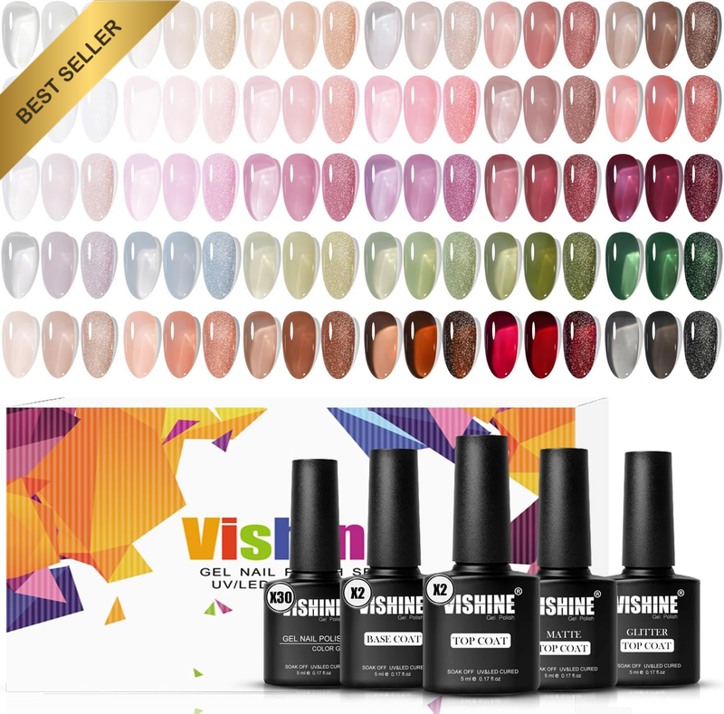 36 Colors Soak off Gel Polish Collection, Longwear Nude Pink Shades Gel Nail Pol