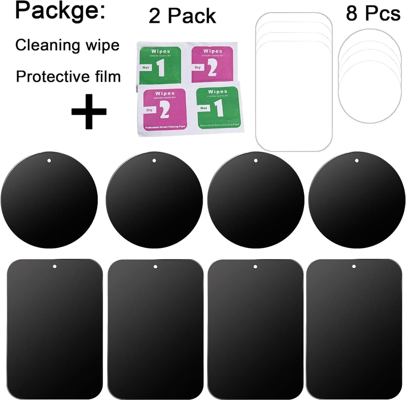 8-Pack Replacement Mount Metal Plates  Car Phone Holder Iron Plates for Car Moun