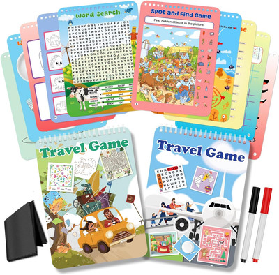 2 Pack Reusable Activity Game for Kids Ages 4-8, 8-12,Travel Games Include 56 Di