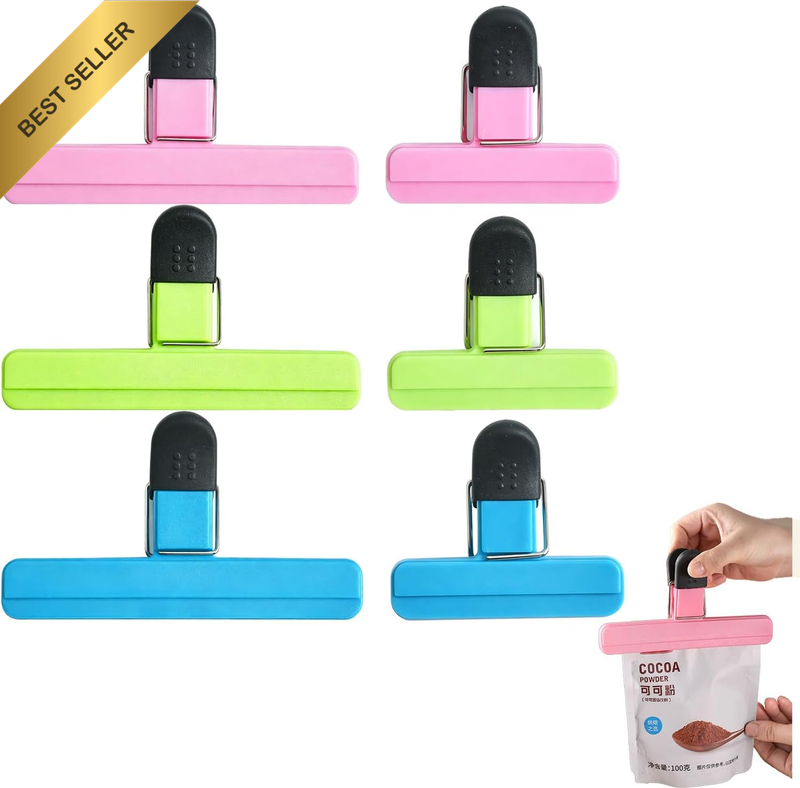 6 Pieces Durable Bag Sealing Clips for Food Storage, Airtight Snack Clips with S