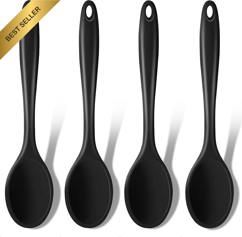 Silicone Cooking Spoons, 4 Pieces 8" Heat Resistant Silicone Kitchen Utensils Se