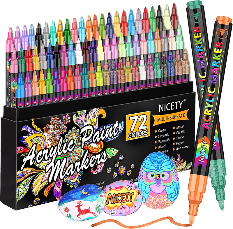 72 Colors Acrylic Paint Pens Paint Markers, Extra Fine Tip P