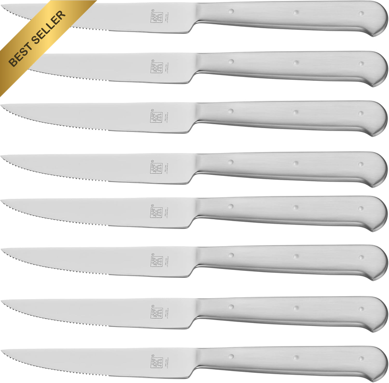 Porterhouse Razor-Sharp Steak Knife Set of 8 with Black Presentation Case, Gift