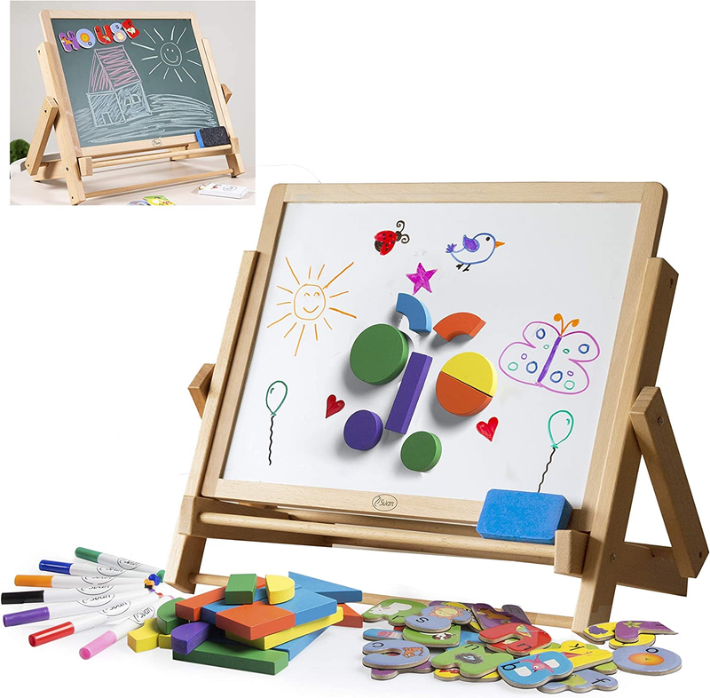 Wood Double-Sided Tabletop Easel 80Pc Activity Set for Kids-