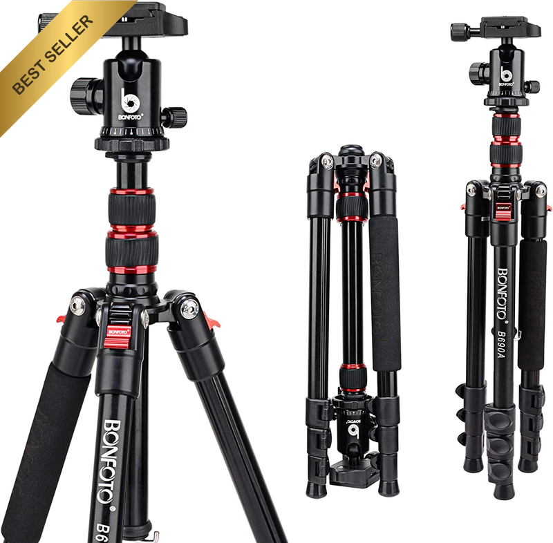 Camera Tripod B690A Lightweight Aluminum Travel Tripod with 360° Ball Head Carry