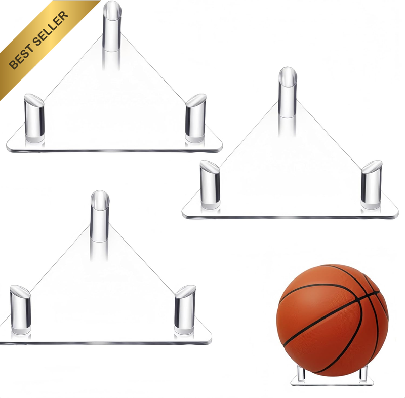 3 Pack Acrylic Football Stand, Basketball Stand, Soccer Ball Holder, Volleyball