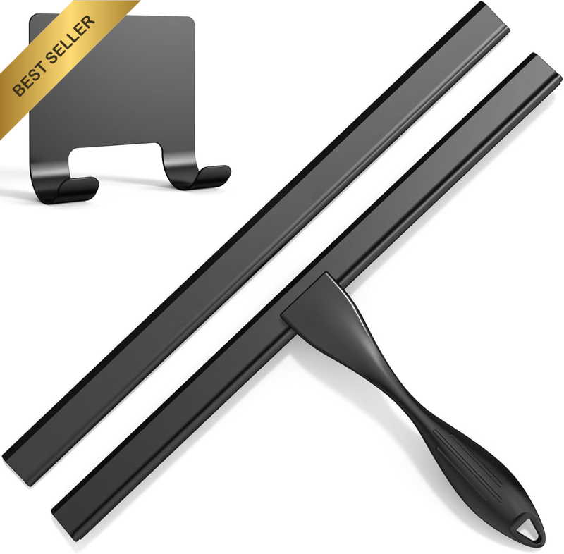 Shower Squeegee with an Extra 14" W Rubber Blade and a Waterproof Hook | Shower