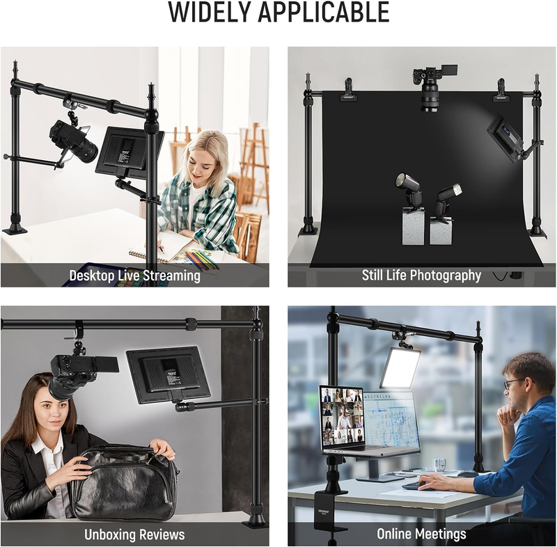 Overhead Camera Mount Rig with Dual Ballhead Super Clamp/Phone Holder/C Clamp fo