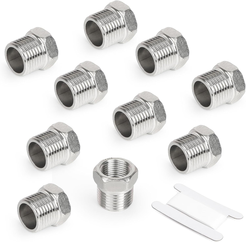 10PCS 304 Stainless Steel Reducer Hex Bushing, 1/2