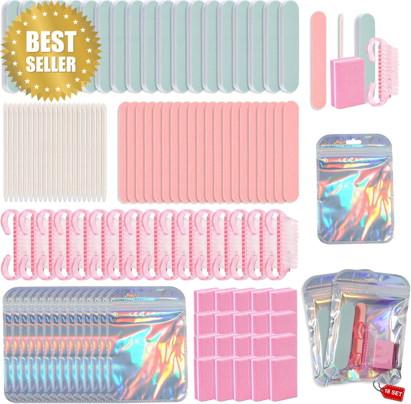 Disposable Manicure Kit Professional, 18 Set Press on Nail Tool Kit with Nail Fi