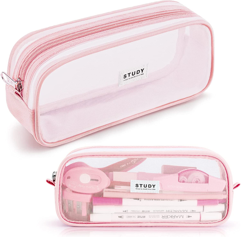 Grid Mesh Pencil Case Pen Clear Case Marker Pouch Transparent College School