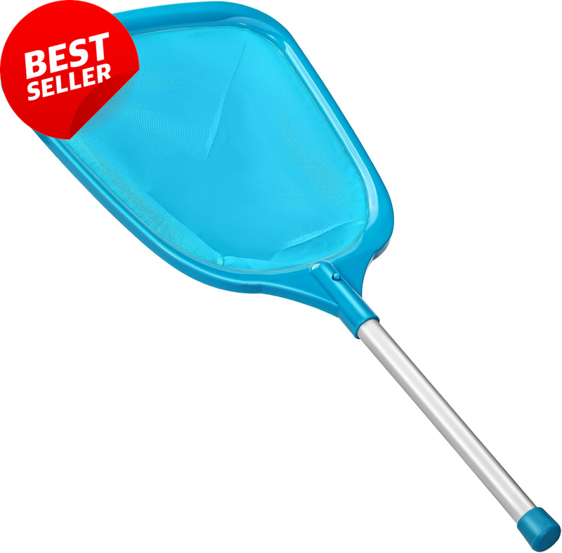 Pool Skimmer Net with Pole Fine Mesh Leaf Rake Cleaning Tool Blue
