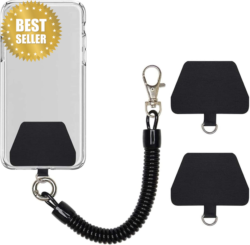 Universal Phone Lanyard, Anti-Lost Elastic Nylon Wrist Strap, Black, Length with