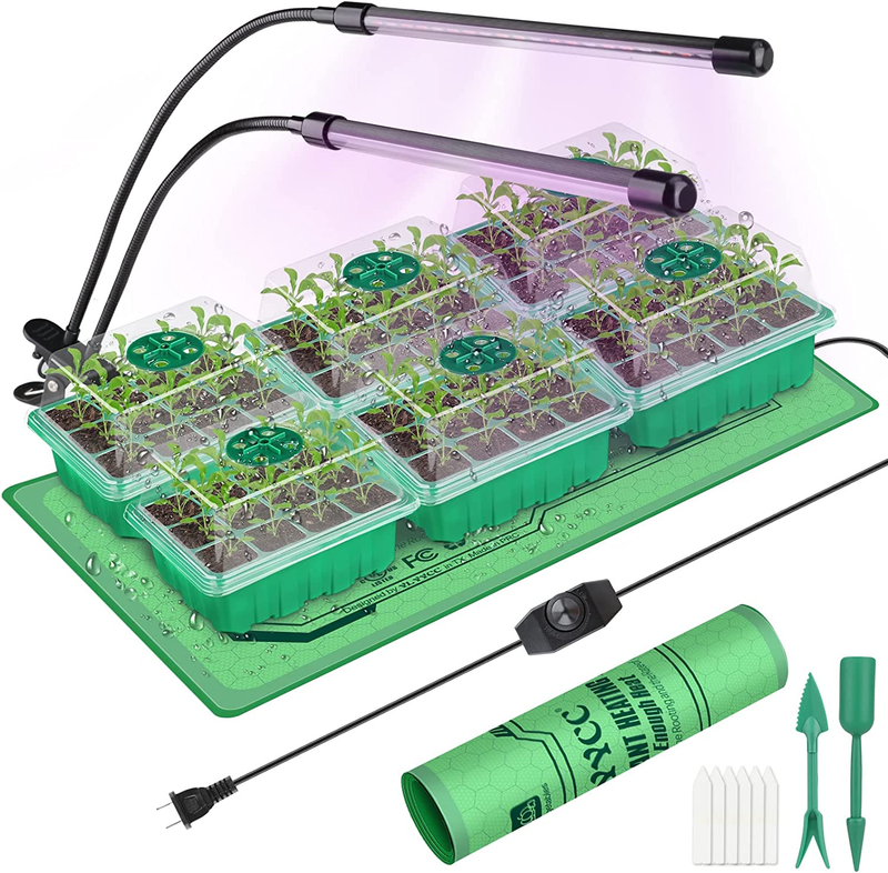 Seed Starter Kit with Grow Light - 72 Cells Seed Starter Tray with Dome and Heat