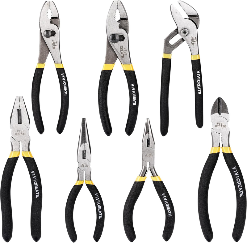 7 Piece Pliers Set Heavy Duty Hand Tool Set with 8 Inch Groove Joint 8 Inch and