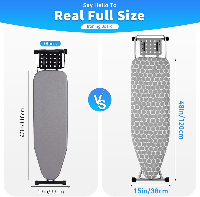 Full Size Ironing Board 57" L X15 W, Large Wide Sturdy Ironing Board with Iron R
