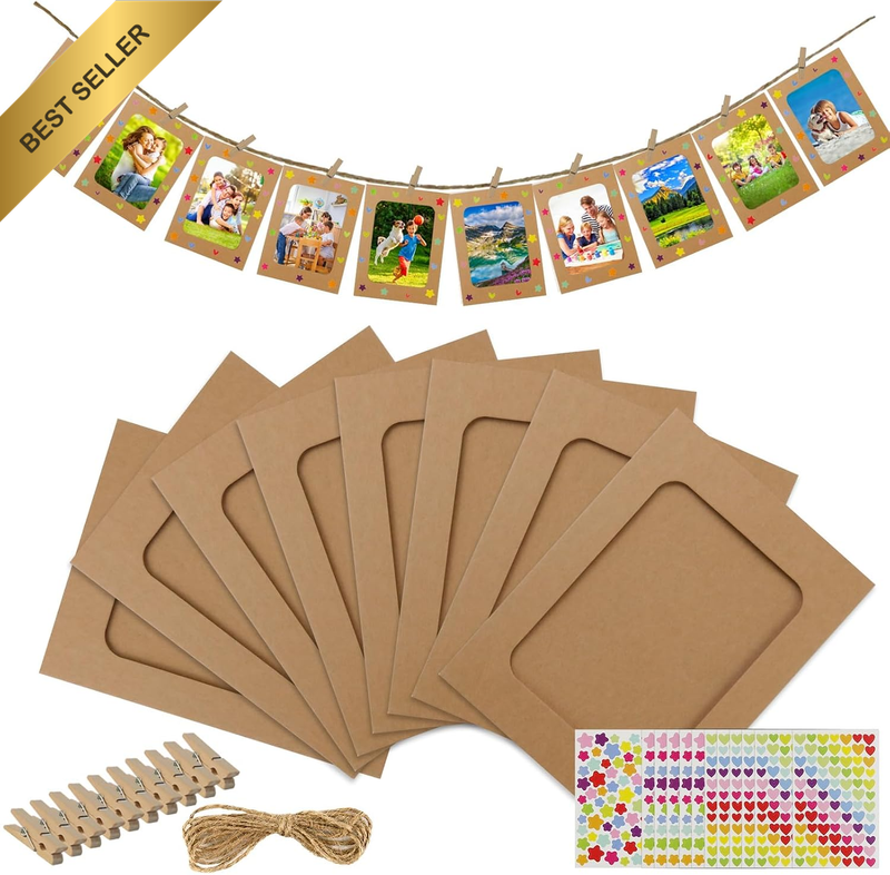 50 Pack Paper Picture Frames 4X6In, DIY Cardboard Photo Frames Hanging Display w