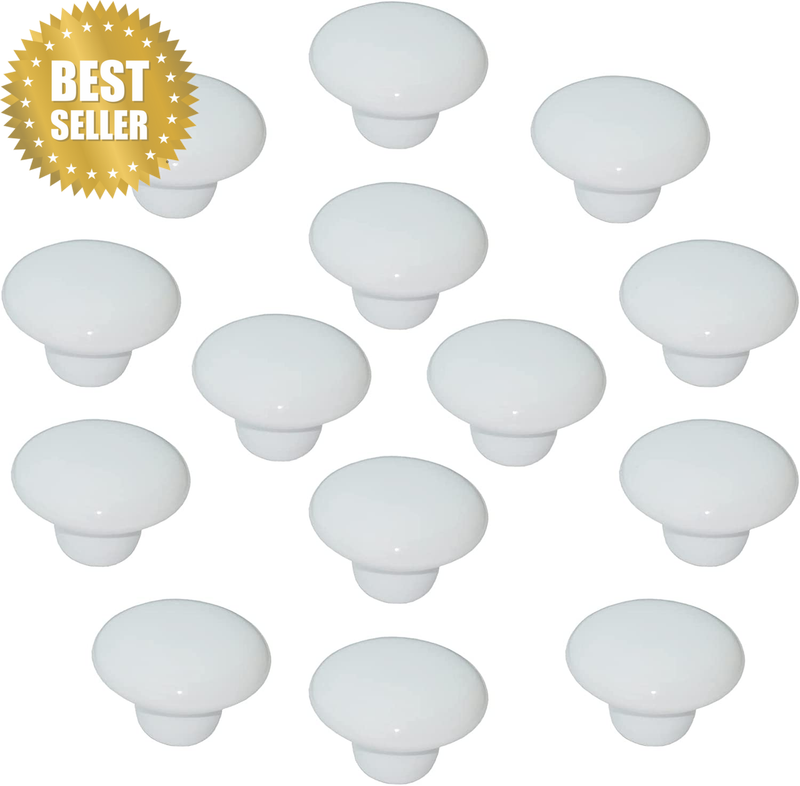14Packs White Ceramic Knobs round Mushroom Cabinet Dresser Vintage Pulls Door Ha