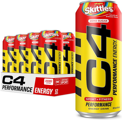 Cellucor C4 Energy Drink SKITTLES, Carbonated, Sugar Free, 12 Pack