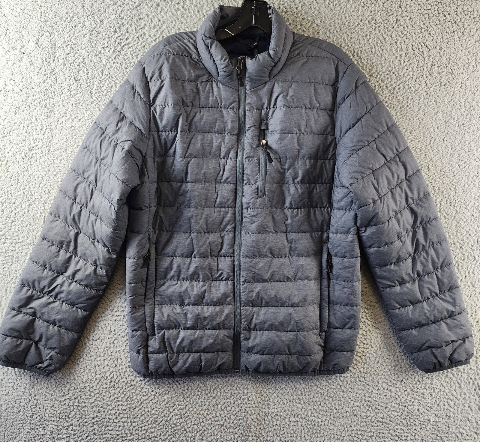Club Room Quilted Packable Puffer Jacket Men's S Heather Charcoal Zip Closure - Picture 2 of 16