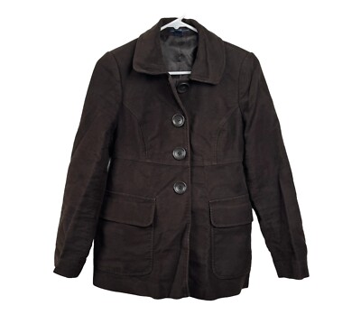 Gap Chocolate Brown Button Up Coat Size XS Cotton