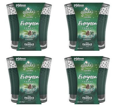 4 CANDLES Glade TREE ICY ENCHANTED EVERGREEN Fir Spruce Eucalyptus 3.4oz Oil Wax